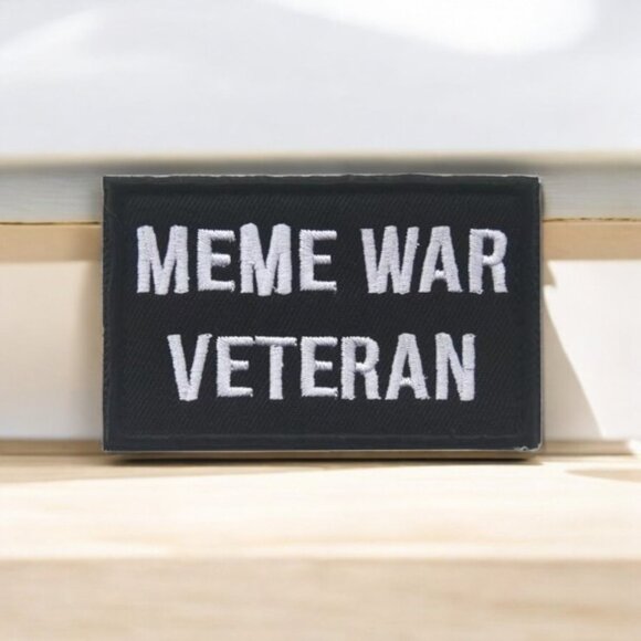 Meme War Veteran Funny Tactical Embroidered Patch -  Hook & Loop - 2x3.15in - Picture 1 of 2